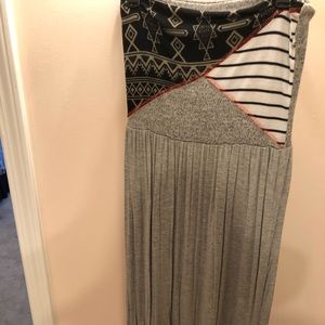 Grey & Black strapless maxi dress